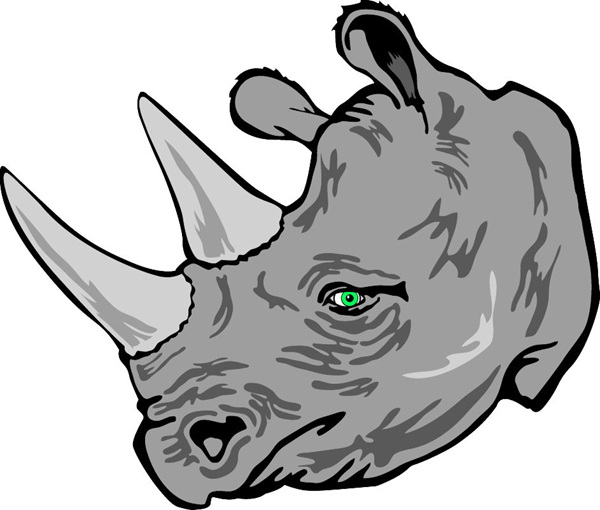 Rhino mascot vinyl sports decal. Personalize on line. Rhino Head 1